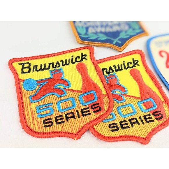 Set of 4 Brunswick Bowling Award Patch Souvenirs Vintage 500 Series Achievement - Picture 4 of 9